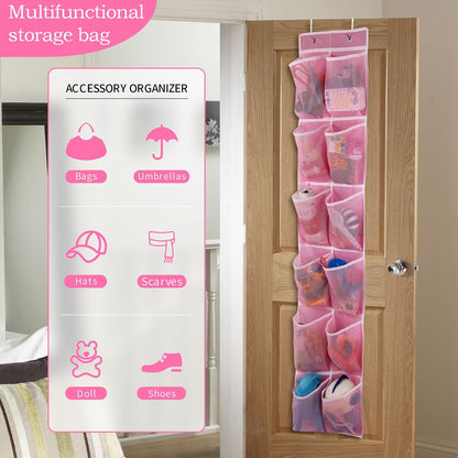 Over the Door 12 Pocket Hanging Shoe Organizer, Gray
