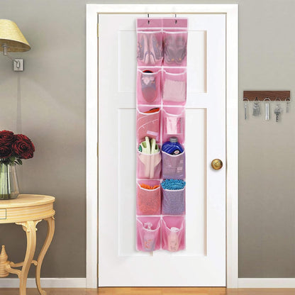 Over the Door 12 Pocket Hanging Shoe Organizer, Gray
