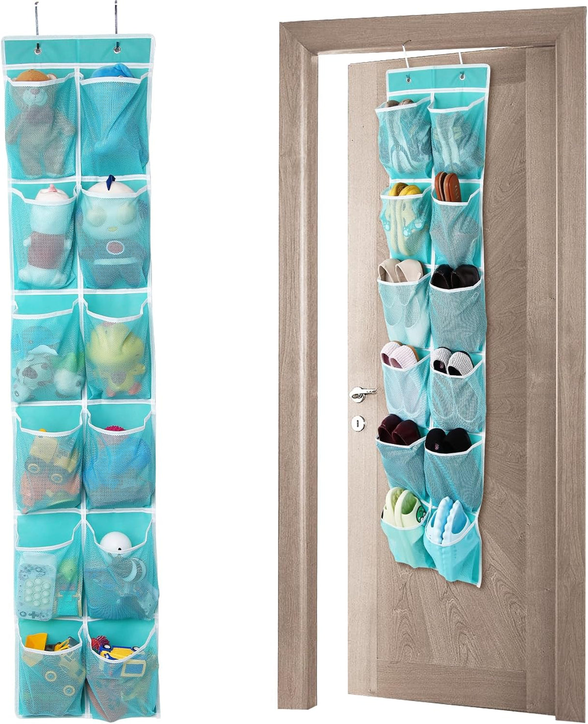 Over the Door 12 Pocket Hanging Shoe Organizer, Gray