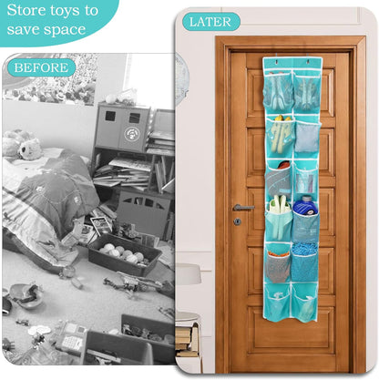 Over the Door 12 Pocket Hanging Shoe Organizer, Gray