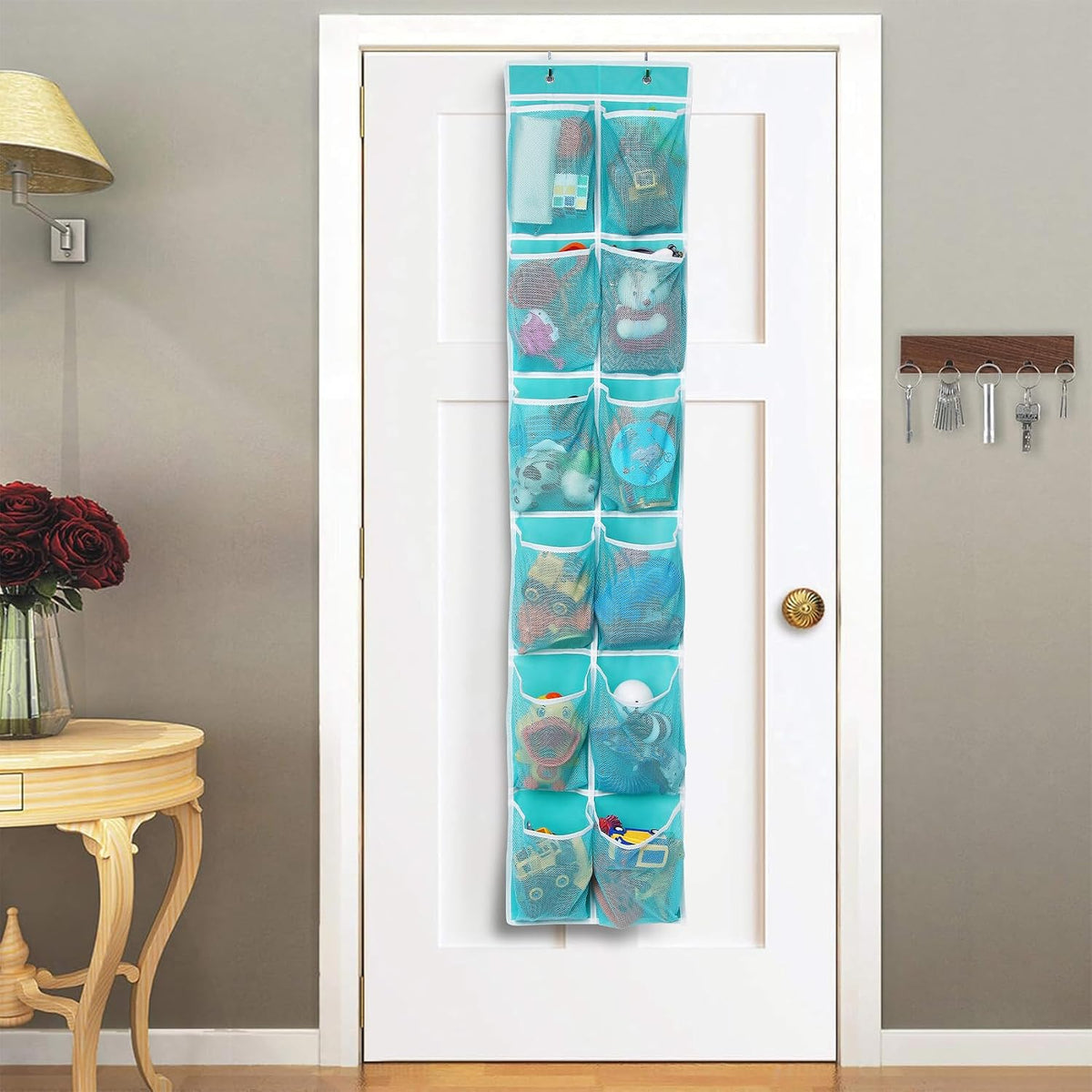Over the Door 12 Pocket Hanging Shoe Organizer, Gray