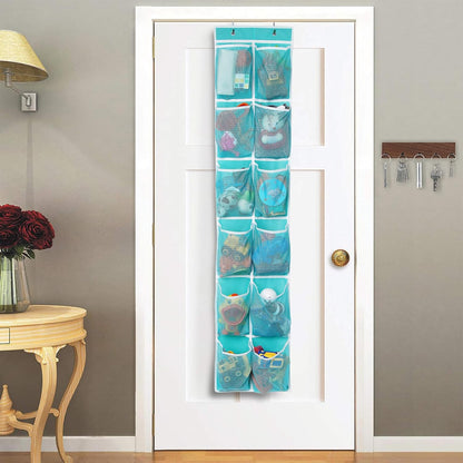Over the Door 12 Pocket Hanging Shoe Organizer, Gray
