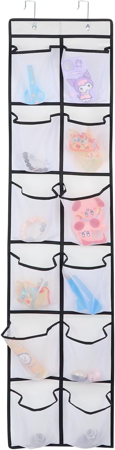 Over the Door 12 Pocket Hanging Shoe Organizer, Gray