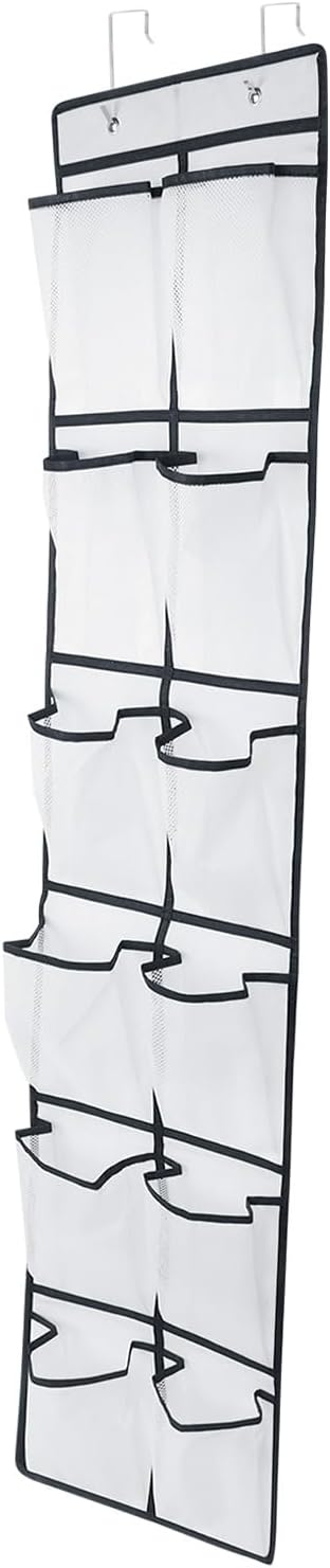 Over the Door 12 Pocket Hanging Shoe Organizer, Gray