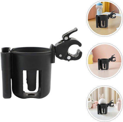 2pcs 2-in-1 Stroller Cup Holder with Phone Holder Universal Pram Drinks Portable Cup Storage Rack for Strollers Walkers and Wheelchairs Black