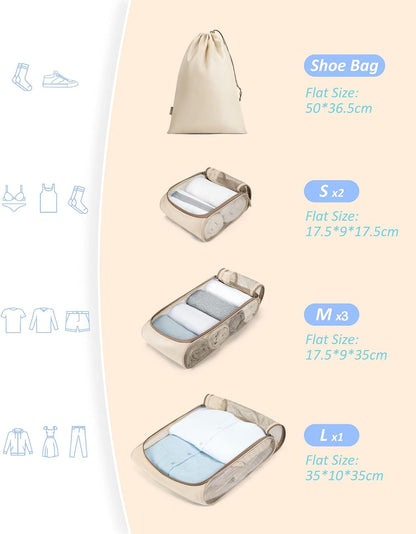 Keep Shape Packing Cubes, 7 Set for Travel, Lightweight Cubes, Suitcase Organizer Bags Set for Essentials