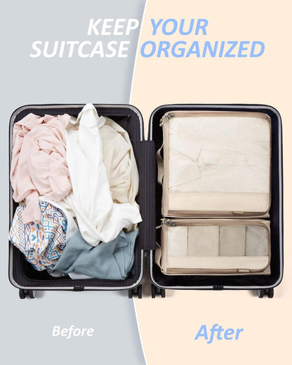 Keep Shape Packing Cubes, 7 Set for Travel, Lightweight Cubes, Suitcase Organizer Bags Set for Essentials