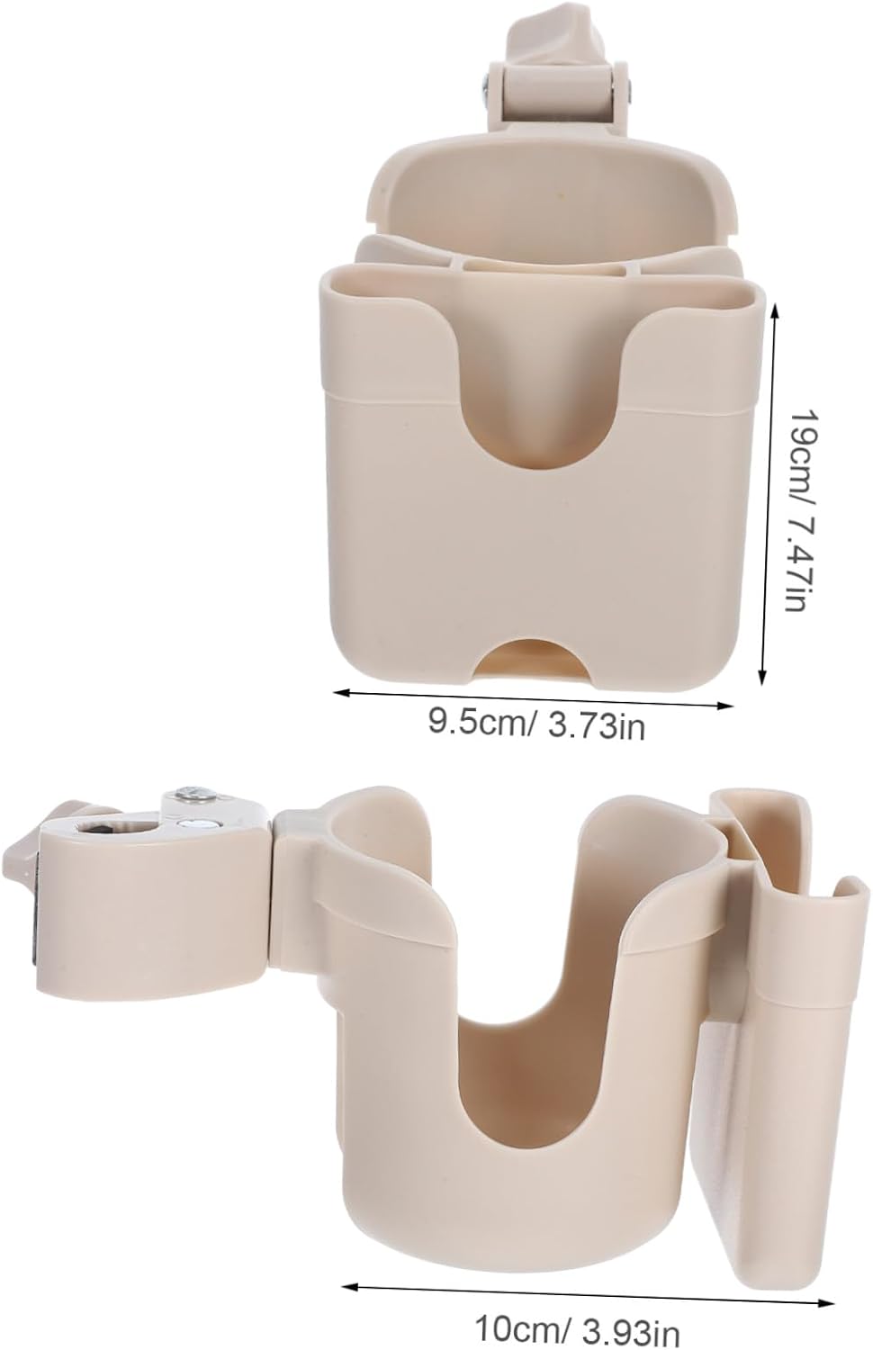 Stroller Cup Holder with Phone Mount Large Capacity Bottle Organizer Rack PP Abs Material Fits Bike Wheelchair Scooter Kayak for Water Bottles Sippy Cups Snacks