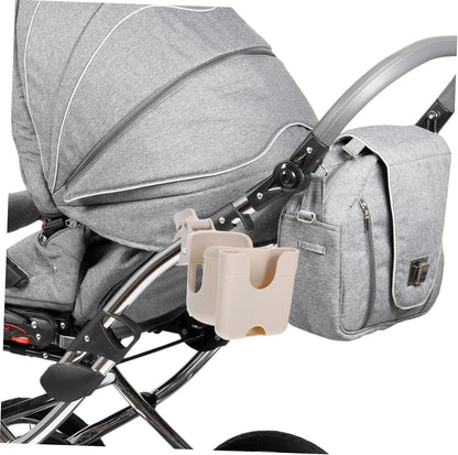 Stroller Cup Holder with Phone Mount Large Capacity Bottle Organizer Rack PP Abs Material Fits Bike Wheelchair Scooter Kayak for Water Bottles Sippy Cups Snacks