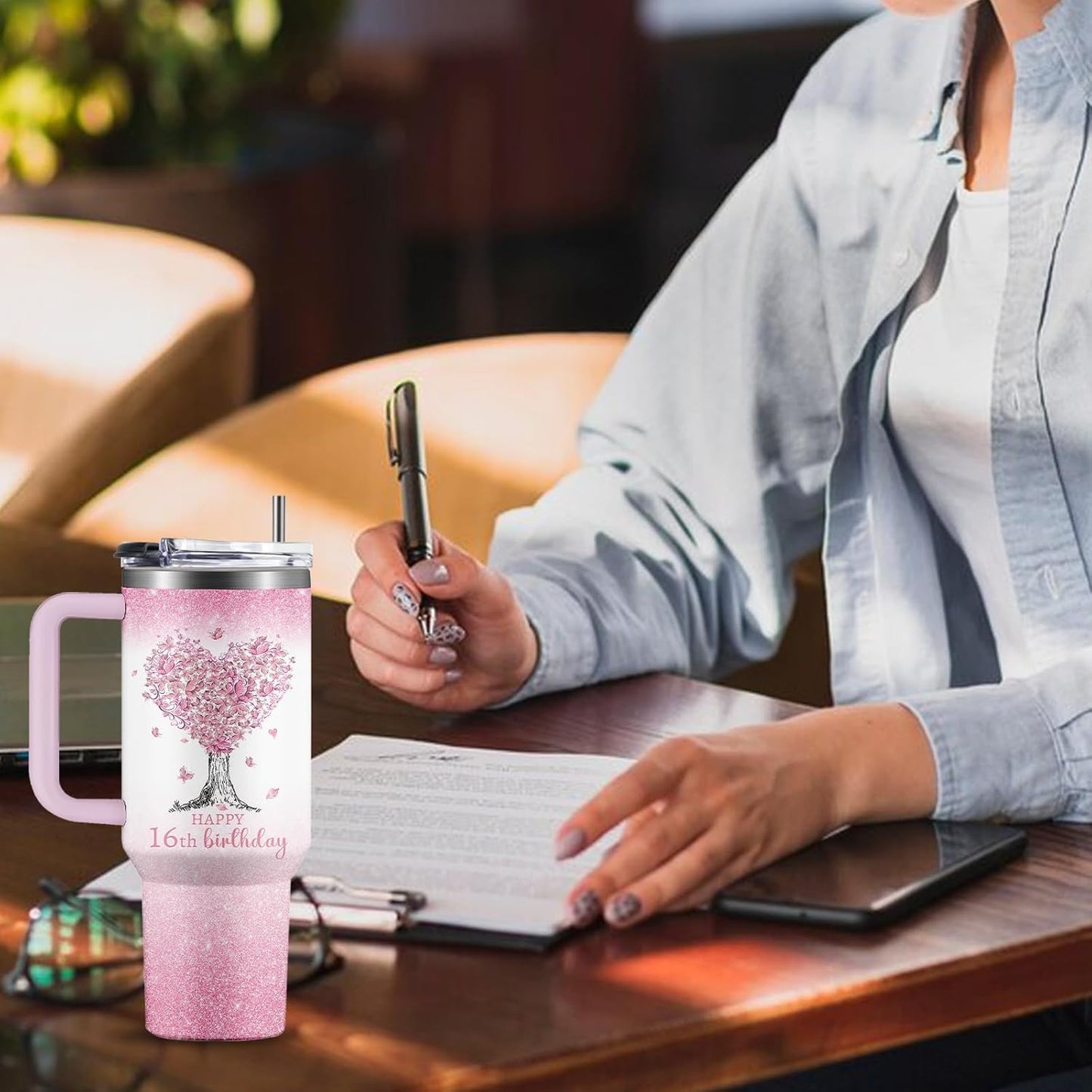 40oz Chaos Coordinator Tumbler with Handle, Funny Gifts for Women Coworker - Insulated Boss Travel Mug, Coffee Tumbler for Office Manager/Administrative Assistant/Secretary Appreciation Christmas Gift