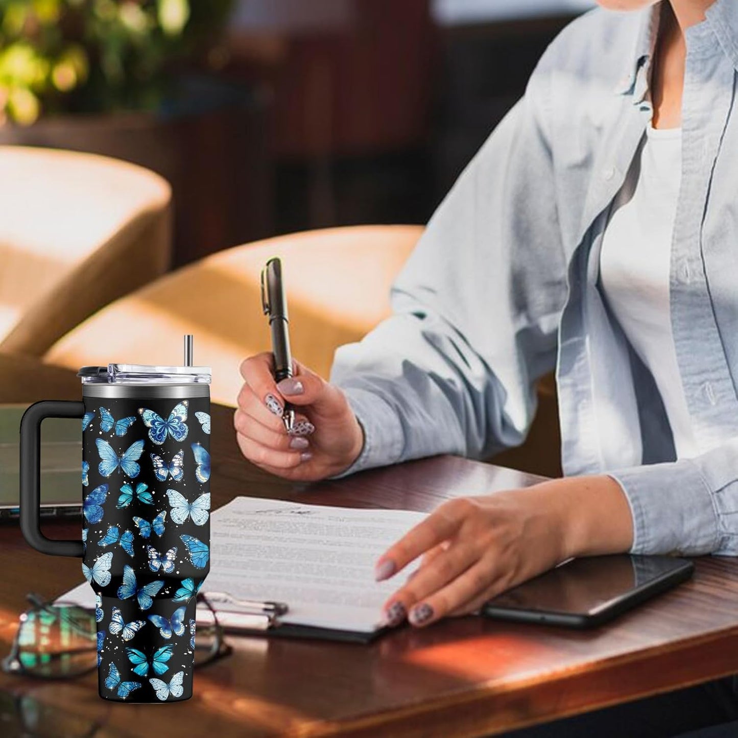 40oz Chaos Coordinator Tumbler with Handle, Funny Gifts for Women Coworker - Insulated Boss Travel Mug, Coffee Tumbler for Office Manager/Administrative Assistant/Secretary Appreciation Christmas Gift