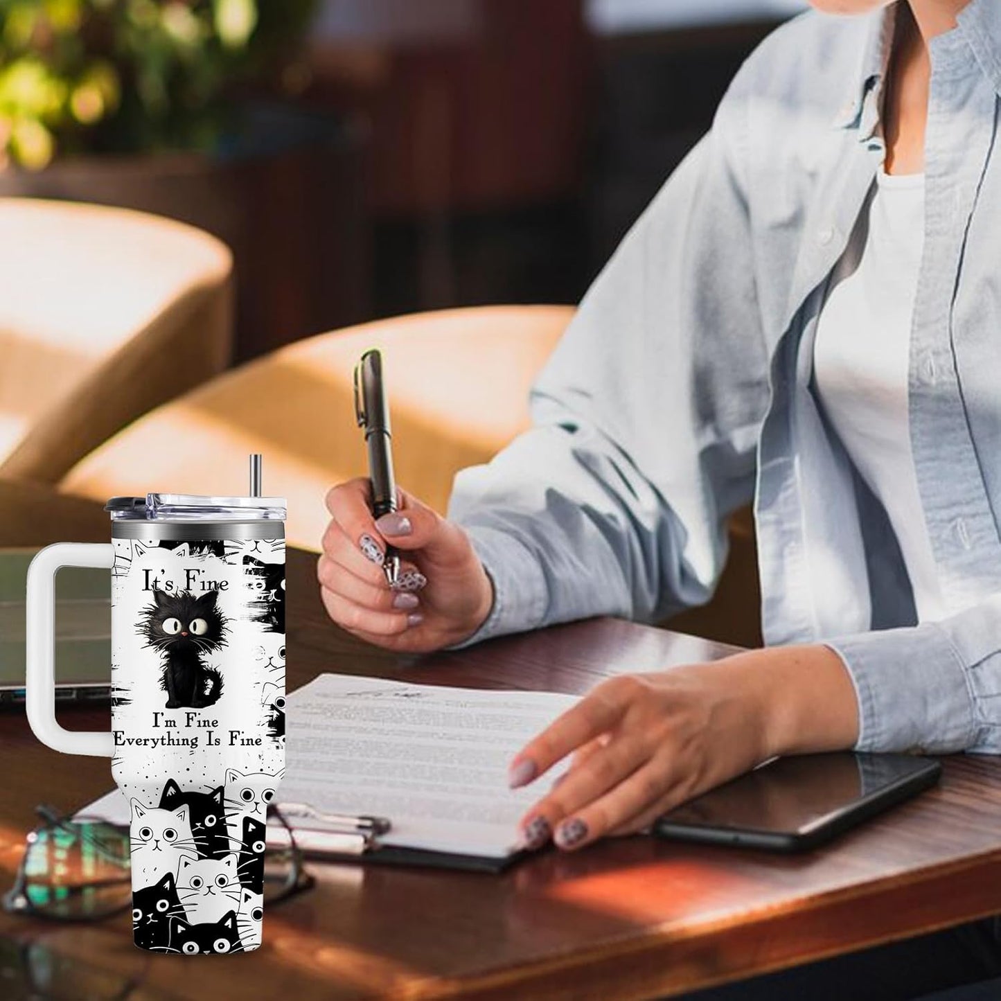 40oz Chaos Coordinator Tumbler with Handle, Funny Gifts for Women Coworker - Insulated Boss Travel Mug, Coffee Tumbler for Office Manager/Administrative Assistant/Secretary Appreciation Christmas Gift