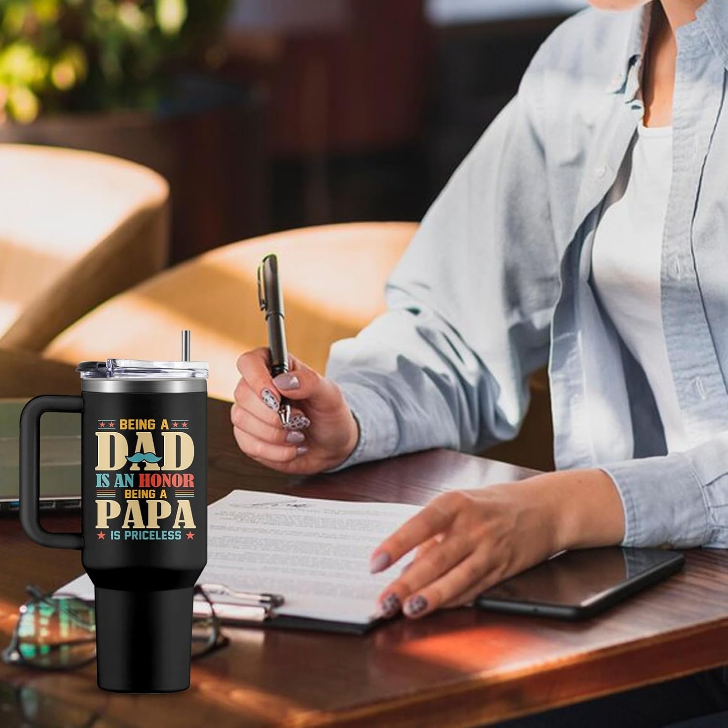 40oz Chaos Coordinator Tumbler with Handle, Funny Gifts for Women Coworker - Insulated Boss Travel Mug, Coffee Tumbler for Office Manager/Administrative Assistant/Secretary Appreciation Christmas Gift