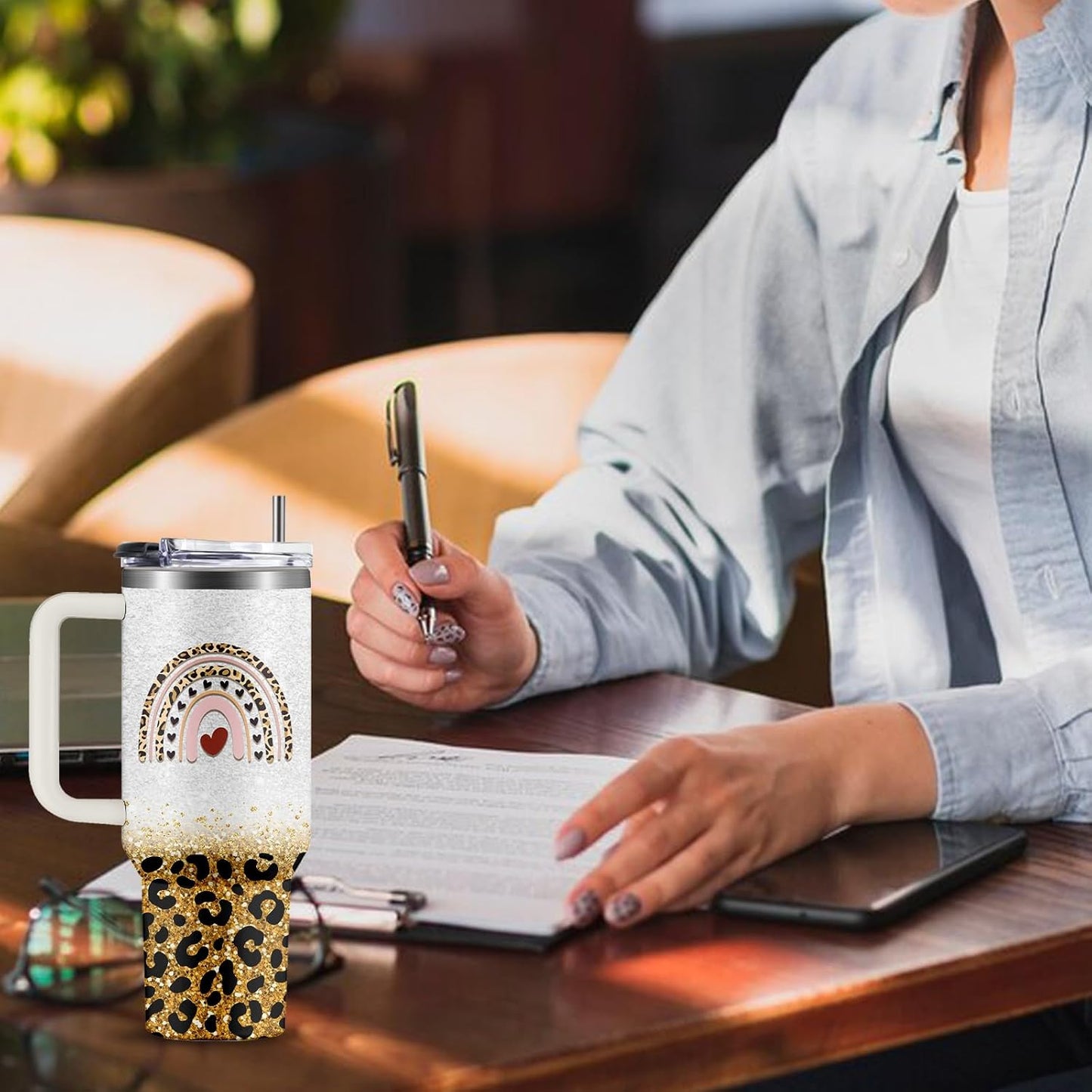 40oz Chaos Coordinator Tumbler with Handle, Funny Gifts for Women Coworker - Insulated Boss Travel Mug, Coffee Tumbler for Office Manager/Administrative Assistant/Secretary Appreciation Christmas Gift