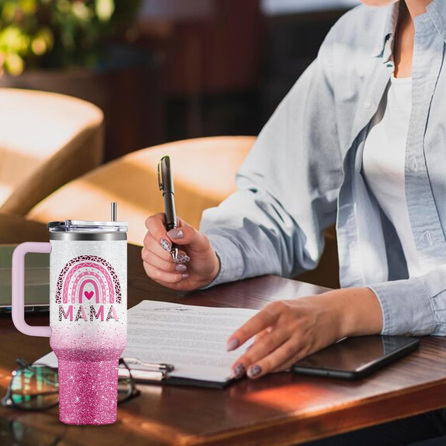 40oz Chaos Coordinator Tumbler with Handle, Funny Gifts for Women Coworker - Insulated Boss Travel Mug, Coffee Tumbler for Office Manager/Administrative Assistant/Secretary Appreciation Christmas Gift