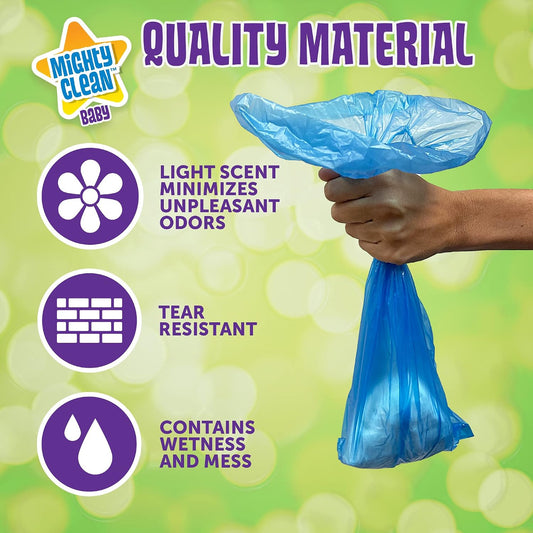 Disposable Diaper Bag Refill Rolls - Waste Sacks with Light Powder Scent - 72 Count
