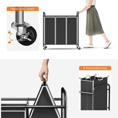 Laundry Sorter Hamper 3 Section, Divided Laundry Basket Organizer