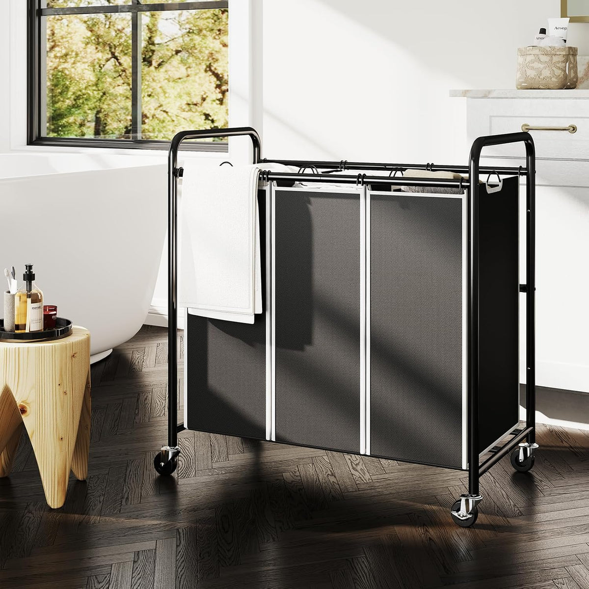 Laundry Sorter Hamper 3 Section, Divided Laundry Basket Organizer