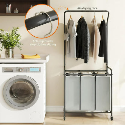 Laundry Sorter Hamper 3 Section, Divided Laundry Basket Organizer