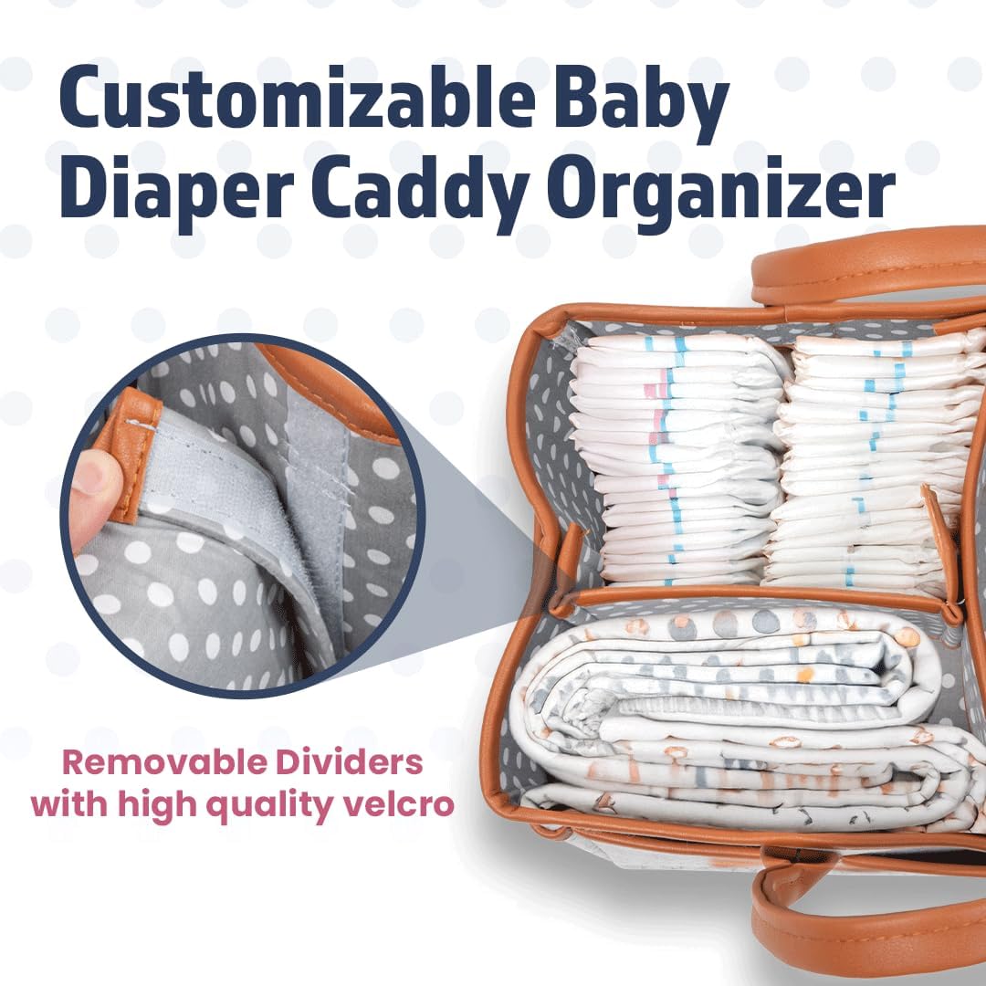 Baby Diaper Caddy Changing Table Organizer - Baby Basket Diaper Caddy Organizer with Handle - Basket for Nursery with Changing Pads & Storage