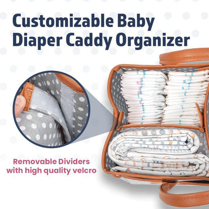 Baby Diaper Caddy Changing Table Organizer - Baby Basket Diaper Caddy Organizer with Handle - Basket for Nursery with Changing Pads & Storage