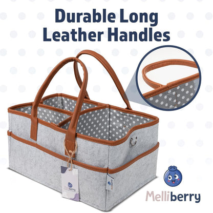 Baby Diaper Caddy Changing Table Organizer - Baby Basket Diaper Caddy Organizer with Handle - Basket for Nursery with Changing Pads & Storage