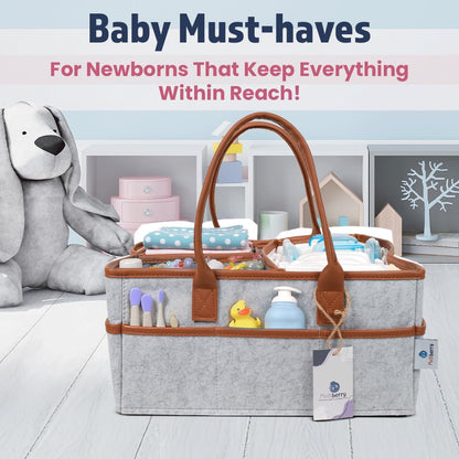Baby Diaper Caddy Changing Table Organizer - Baby Basket Diaper Caddy Organizer with Handle - Basket for Nursery with Changing Pads & Storage