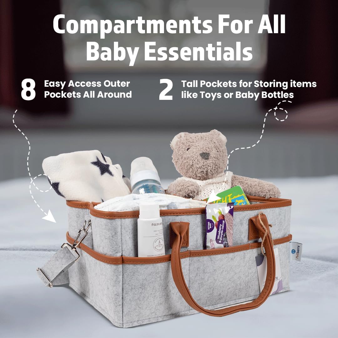 Baby Diaper Caddy Changing Table Organizer - Baby Basket Diaper Caddy Organizer with Handle - Basket for Nursery with Changing Pads & Storage