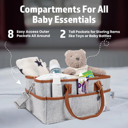 Baby Diaper Caddy Changing Table Organizer - Baby Basket Diaper Caddy Organizer with Handle - Basket for Nursery with Changing Pads & Storage