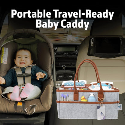 Baby Diaper Caddy Changing Table Organizer - Baby Basket Diaper Caddy Organizer with Handle - Basket for Nursery with Changing Pads & Storage