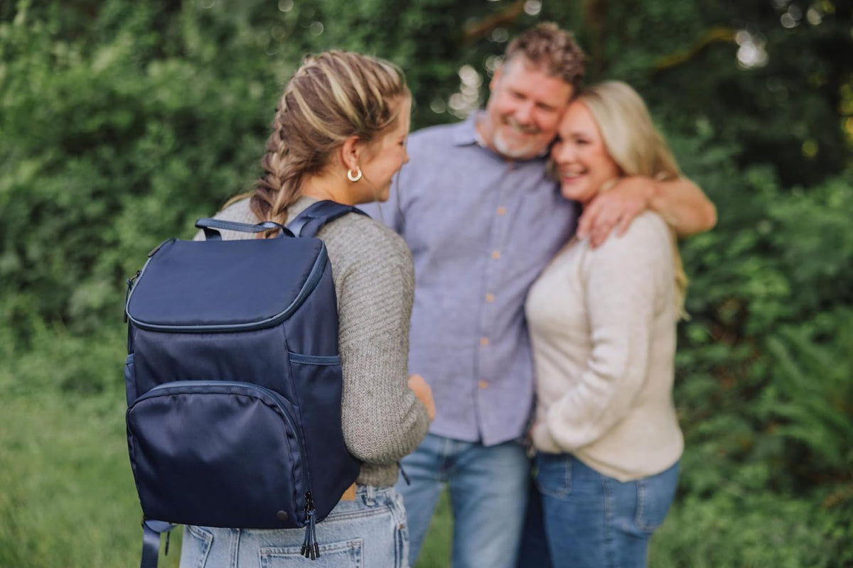 ONIVA - a Picnic Time brand PTX Backpack Cooler, Soft Cooler Backpack, Insulated Lunch Bag, (Navy Blue with Gray Accents)