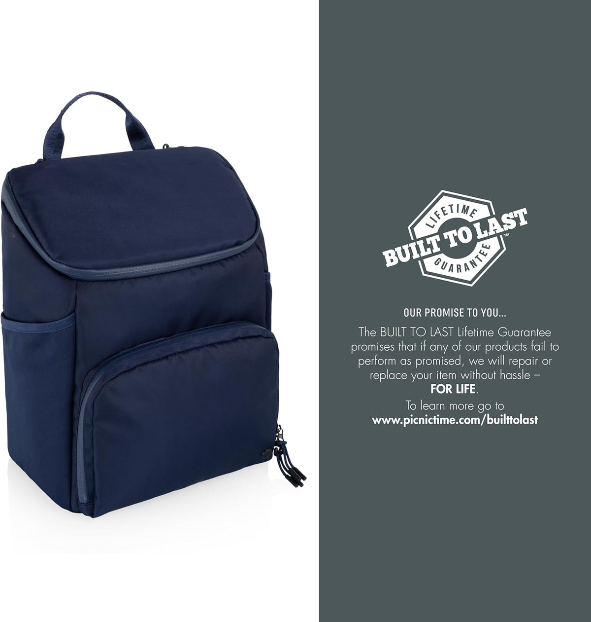 ONIVA - a Picnic Time brand PTX Backpack Cooler, Soft Cooler Backpack, Insulated Lunch Bag, (Navy Blue with Gray Accents)