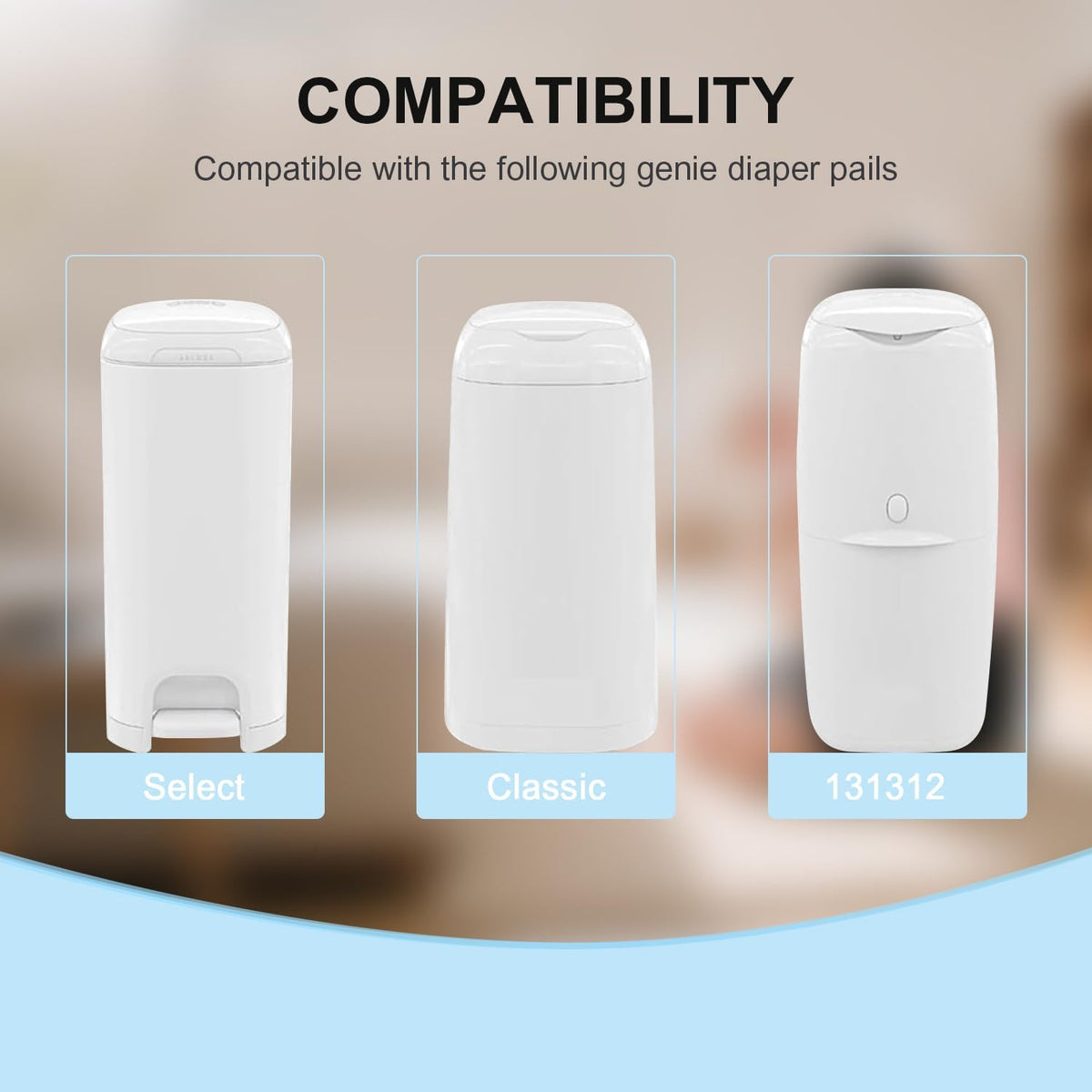 Jumbo+ Square Refills Disposal Bags Refill Compatible with Diaper Genie Compact, Classic and Select Pails, Hold Up to 1080 Newborn-Sized Diapers Per Refill, Pack of 3