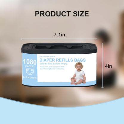 Jumbo+ Square Refills Disposal Bags Refill Compatible with Diaper Genie Compact, Classic and Select Pails, Hold Up to 1080 Newborn-Sized Diapers Per Refill, Pack of 3