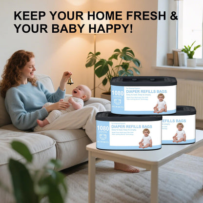 Jumbo+ Square Refills Disposal Bags Refill Compatible with Diaper Genie Compact, Classic and Select Pails, Hold Up to 1080 Newborn-Sized Diapers Per Refill, Pack of 3