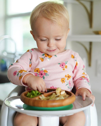 Avanchy Baby Feeding Set, Bamboo Suction Plate, Bowl & 2 Spoons, Blue