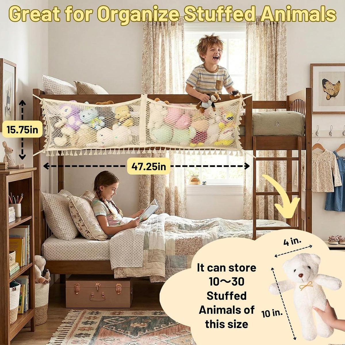 Stuffed Animal Hammock, Bedside Stuffed Animal Storage Net