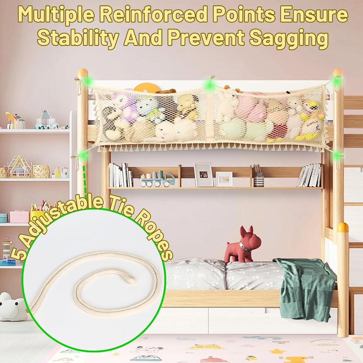 Stuffed Animal Hammock, Bedside Stuffed Animal Storage Net