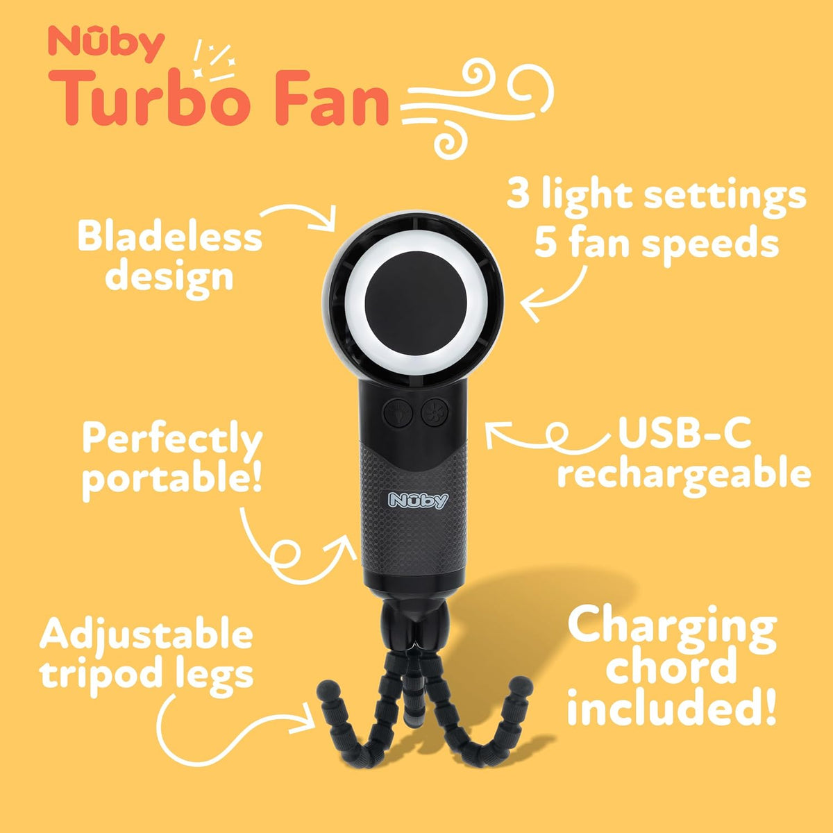 Nuby Turbo Flexible Tripod 5-Speed Stroller Fan