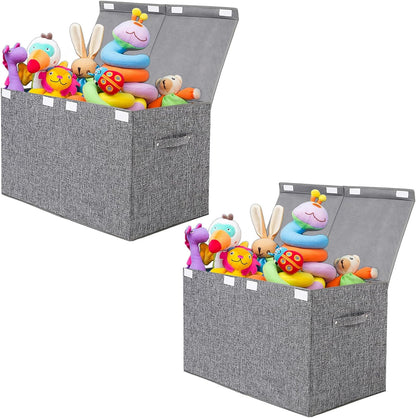122L Large Toy Box Chest Storage with Lid, Collapsible Kid Toy Storage