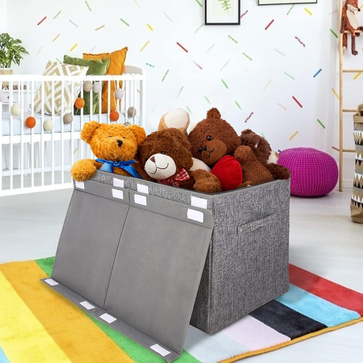 122L Large Toy Box Chest Storage with Lid, Collapsible Kid Toy Storage