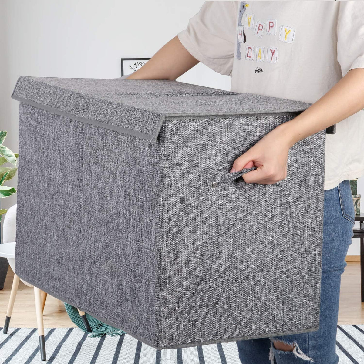 122L Large Toy Box Chest Storage with Lid, Collapsible Kid Toy Storage