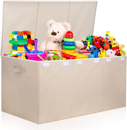 122L Large Toy Box Chest Storage with Lid, Collapsible Kid Toy Storage