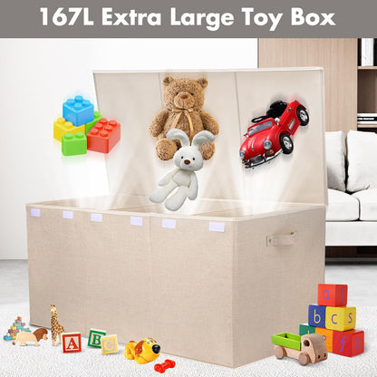 122L Large Toy Box Chest Storage with Lid, Collapsible Kid Toy Storage