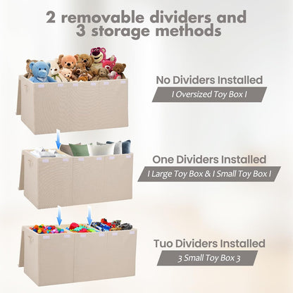 122L Large Toy Box Chest Storage with Lid, Collapsible Kid Toy Storage