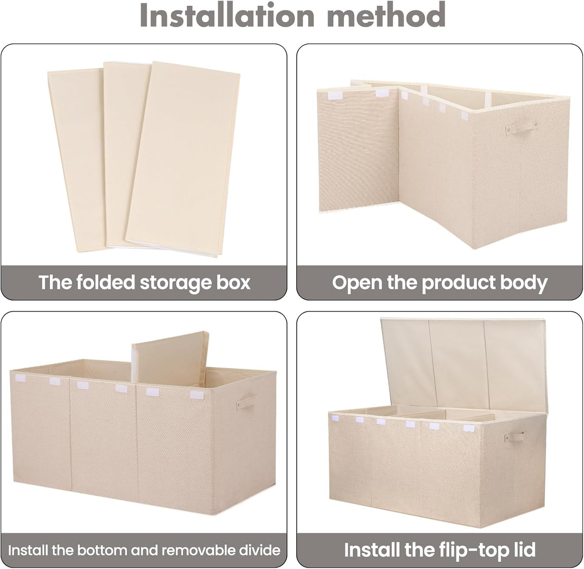 122L Large Toy Box Chest Storage with Lid, Collapsible Kid Toy Storage