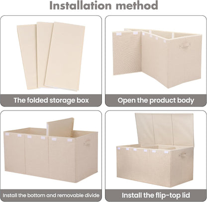 122L Large Toy Box Chest Storage with Lid, Collapsible Kid Toy Storage