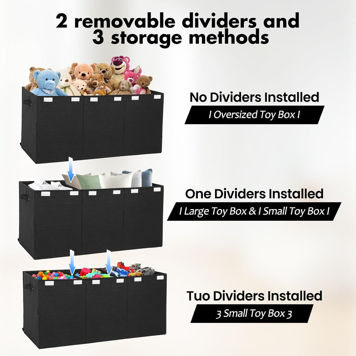 122L Large Toy Box Chest Storage with Lid, Collapsible Kid Toy Storage
