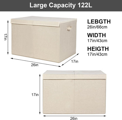 122L Large Toy Box Chest Storage with Lid, Collapsible Kid Toy Storage
