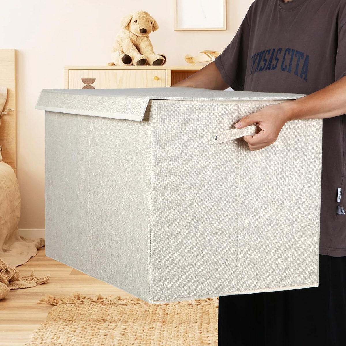 122L Large Toy Box Chest Storage with Lid, Collapsible Kid Toy Storage